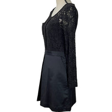 Load image into Gallery viewer, Women Black Lace Long Sleeves Knee Length Dress With Pockets