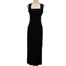 Load image into Gallery viewer, 90's Square Neck Scoop Back Long Black Dress Size Medium