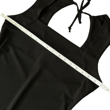 Load image into Gallery viewer, 90's Square Neck Scoop Back Long Black Dress Size Medium