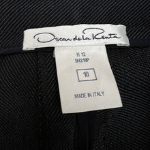 Load image into Gallery viewer, Oscar de la Renta Navy Blue High Rise Flat Front Trousers - Size 10