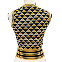 Load image into Gallery viewer, Vintage 70s Wahls Sweden Navy Mustard Geometric Triangle Knit Sweater Vest
