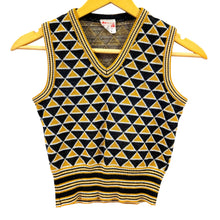 Load image into Gallery viewer, Vintage 70s Wahls Sweden Navy Mustard Geometric Triangle Knit Sweater Vest