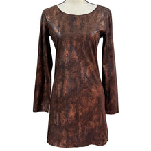 Load image into Gallery viewer, Custo Line Bronze Metallic Snakeskin Print Long Sleeve Mini Dress Size 1