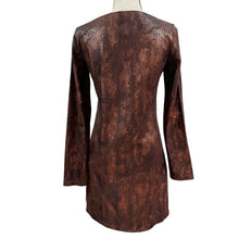 Load image into Gallery viewer, Custo Line Bronze Metallic Snakeskin Print Long Sleeve Mini Dress Size 1