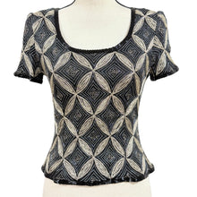 Load image into Gallery viewer, Vintage 90s Papell Boutique Evening Black Silk Embroidered Beaded Top Size S