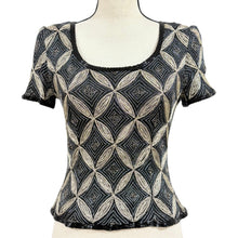 Load image into Gallery viewer, Vintage 90s Papell Boutique Evening Black Silk Embroidered Beaded Top Size S