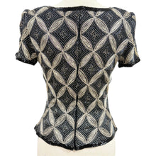 Load image into Gallery viewer, Vintage 90s Papell Boutique Evening Black Silk Embroidered Beaded Top Size S