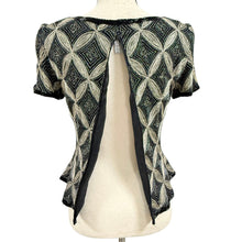Load image into Gallery viewer, Vintage 90s Papell Boutique Evening Black Silk Embroidered Beaded Top Size S