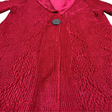 Load image into Gallery viewer, Harve Benard Raspberry Red Crinkle Textured One Button Longline Jacket Size L
