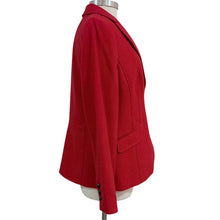 Load image into Gallery viewer, Talbots Red Wool Blend Two Button Blazer Crest Buttons Polka Dot Lining Size 12