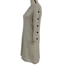 Load image into Gallery viewer, Talbots Petite Oatmeal Donegal Fleck Knit Sweater Dress Button Sleeve Size MP
