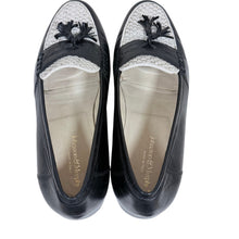 Load image into Gallery viewer, Johnston & Murphy Black Leather Woven Tassel Loafers Two Tone Mens Size 12 M