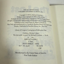 Load image into Gallery viewer, The Lost World True First Trade Edition 1995 by Michael Crichton Jurassic Park Sequel