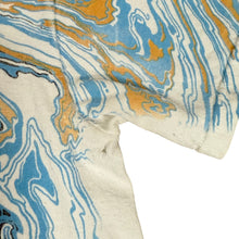 Load image into Gallery viewer, Y2K Liquid Blue White Tiger Graphic Tee Psychedelic Marble Print Small