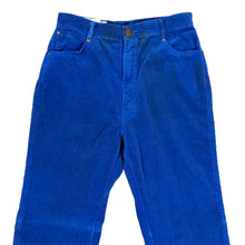 Load image into Gallery viewer, 1980s High Rise Straight Leg Blue Corduroy Pants 100% Cotton Waist 24