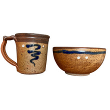 Load image into Gallery viewer, Signed Studio Pottery Mug and Bowl Set For 1