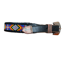Load image into Gallery viewer, 90s Black Leather Seed Bead Belt Size 28