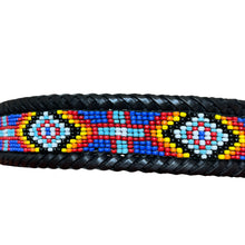 Load image into Gallery viewer, 90s Black Leather Seed Bead Belt Size 28