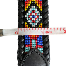 Load image into Gallery viewer, 90s Black Leather Seed Bead Belt Size 28