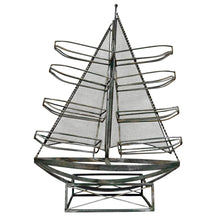 Load image into Gallery viewer, Vintage Metal Sailboat Wine Rack Nautical Coastal Decor