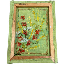Load image into Gallery viewer, Vintage 1970s Hand Embroidered Floral Wheat Linen Wall Art Mid-Century