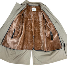 Load image into Gallery viewer, 1960s Khaki Trench Coat with Removable Faux Fur Lining 40 L