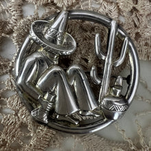 Load image into Gallery viewer, 925 Sterling Silver Traveler w Cactus Brooch