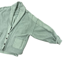 Load image into Gallery viewer, Free People Sage Green Fleece Shawl Collar Cardigan Slouchy Cozy Fit Small