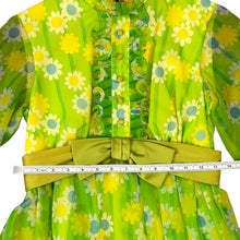 Load image into Gallery viewer, Vintage 60s Green Groovy Boho Flower Maxi Dress