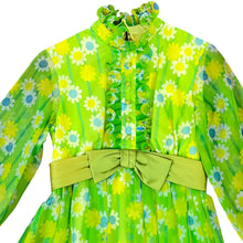 Load image into Gallery viewer, Vintage 60s Green Groovy Boho Flower Maxi Dress