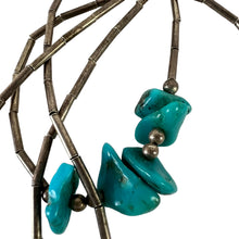 Load image into Gallery viewer, Vintage Turquoise Liquid Silver Womens Necklace 16"