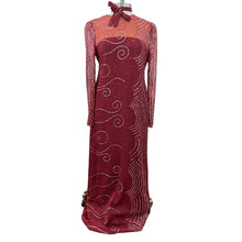 Load image into Gallery viewer, Vintage Red Silk Glitter Column Dress Size 12