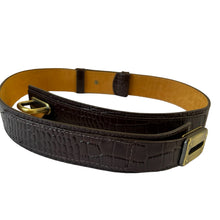 Load image into Gallery viewer, Vintage Worth Brown Croc Embossed Leather Belt USA Size Small