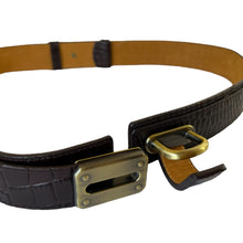 Load image into Gallery viewer, Vintage Worth Brown Croc Embossed Leather Belt USA Size Small
