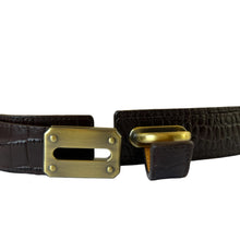 Load image into Gallery viewer, Vintage Worth Brown Croc Embossed Leather Belt USA Size Small