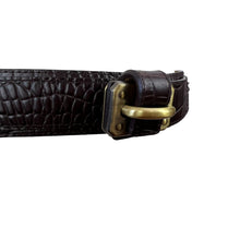 Load image into Gallery viewer, Vintage Worth Brown Croc Embossed Leather Belt USA Size Small