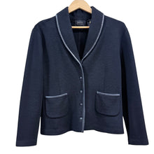 Load image into Gallery viewer, Dana Buchman Black Merino Wool Leather Trim Cardigan Size M Sweater Medium