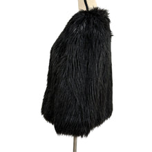 Load image into Gallery viewer, Y2K Black Shaggy Faux Fur Open Front Jacket