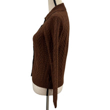 Load image into Gallery viewer, VTG Brooks Brothers 346 Rich Brown Lambswool Cable Knit Cardigan Sweater XS