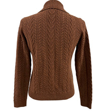 Load image into Gallery viewer, VTG Brooks Brothers 346 Rich Brown Lambswool Cable Knit Cardigan Sweater XS
