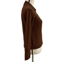 Load image into Gallery viewer, VTG Brooks Brothers 346 Rich Brown Lambswool Cable Knit Cardigan Sweater XS