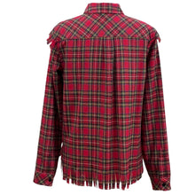 Load image into Gallery viewer, Red Plaid 100% Wool Fringed Button Up Flannel Shirt Size M