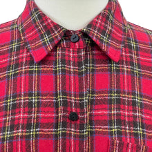 Load image into Gallery viewer, Red Plaid 100% Wool Fringed Button Up Flannel Shirt Size M