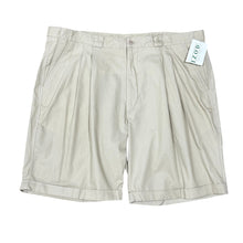 Load image into Gallery viewer, 90s Izod Khaki Pleat Front Chino Shorts w Crest Logo Size 42