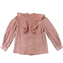 Load image into Gallery viewer, Sea New York Ruffle Bib Long Sleeve Blouse 100% Cotton Size Medium