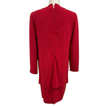 Load image into Gallery viewer, VTG 80s Evan Picone Red Long Sleeve Dress with Gold Buttons Size 10