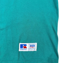 Load image into Gallery viewer, VTG 90s Russell Long Sleeve Cotton Logo Crewneck Teal Green USA Large