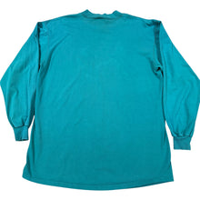 Load image into Gallery viewer, VTG 90s Russell Long Sleeve Cotton Logo Crewneck Teal Green USA Large