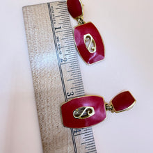Load image into Gallery viewer, Edgar Berebi 90s Red Enamel Gold-Tone Drop Statement Earrings