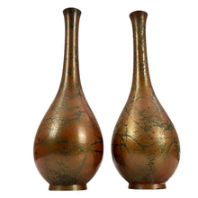 Load image into Gallery viewer, Antique Japanese Bud Vase Set of Two